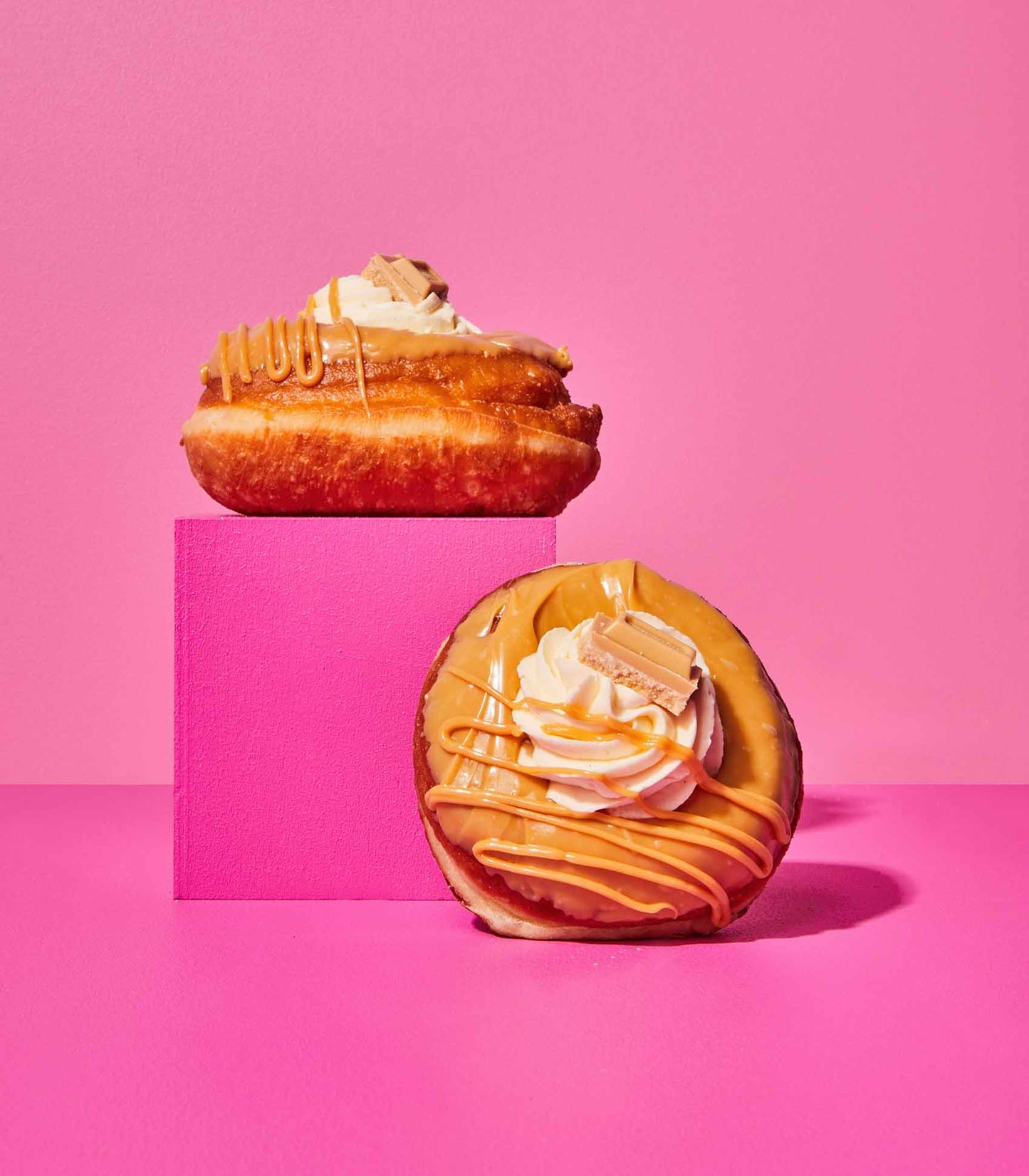 DOE Donuts 2 on pink cubes weekly special Blondie Cream flavour