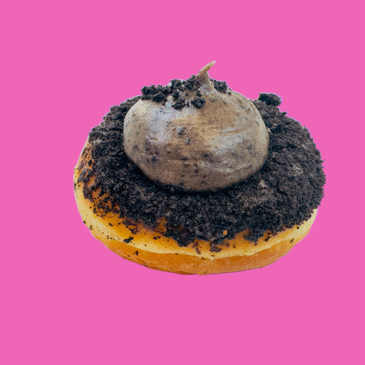 Doe's own handcraft solid donut  dipped with chocolate ganache & oreo crumb,
filled with oreo mascarpone cream  